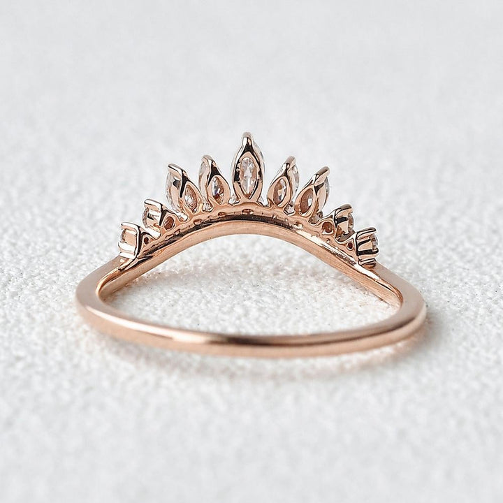 0.40CTW Marquise Cut Curved Vintage Style Stacking Wedding Band