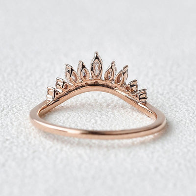 0.40CTW Marquise Cut Curved Vintage Style Stacking Wedding Band