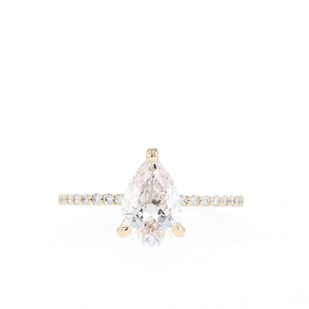 1.25CT Pear Moissanite Pave Diamond Engagement Ring