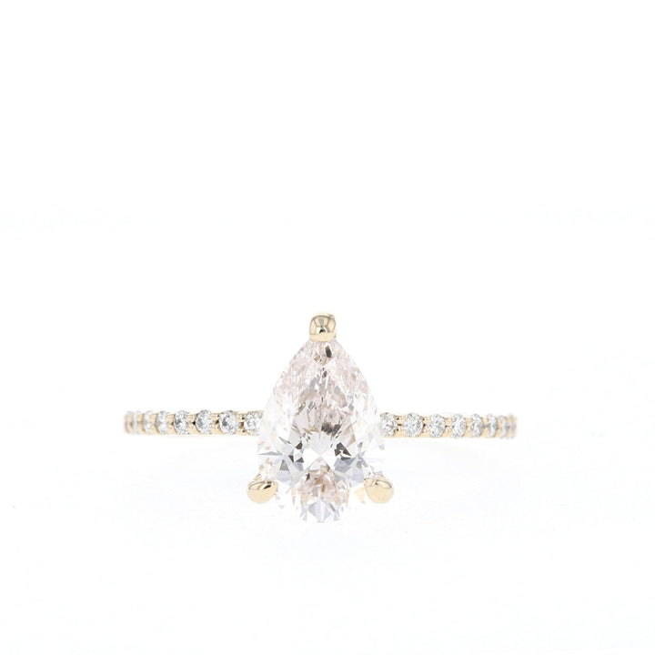 1.25CT Pear Moissanite Pave Diamond Engagement Ring