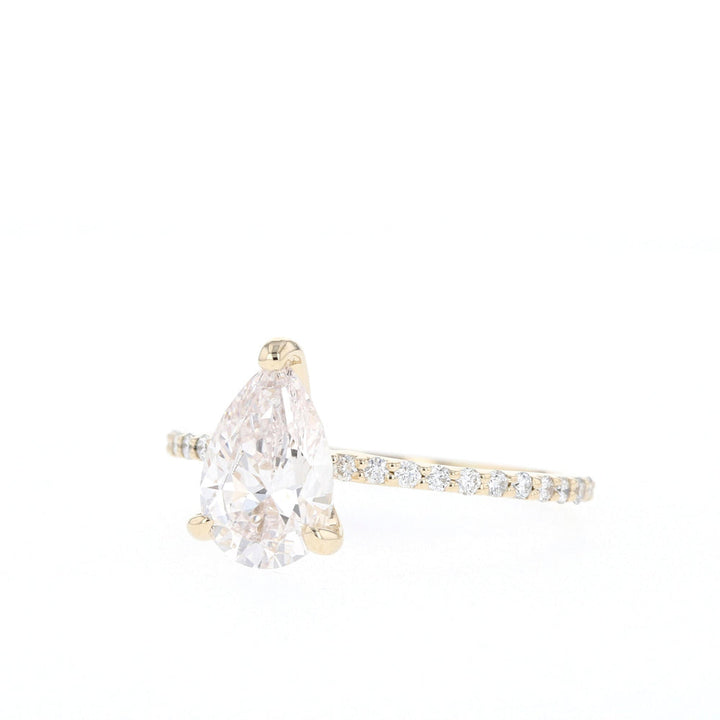 1.25CT Pear Moissanite Pave Diamond Engagement Ring