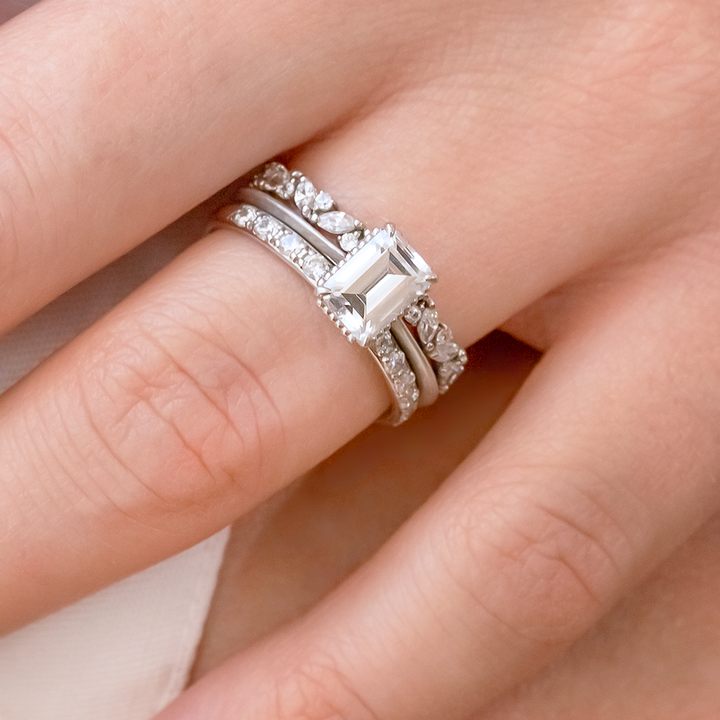 0.92CT Emerald Cut Vintage Solitaire Moissanite Engagement Ring