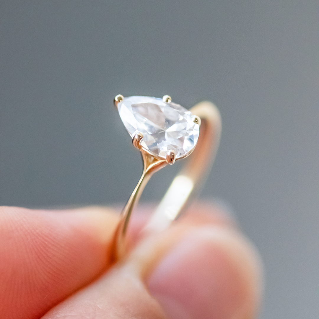 1.93CT Pear Cut Moissanite Engagement Ring