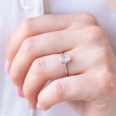 1.93CT Oval Cut Solitaire Moissanite Engagement Ring in 14K Rose Gold