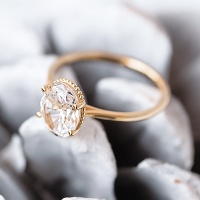 1.93CT Oval Cut Solitaire Moissanite Engagement Ring in 14K Rose Gold