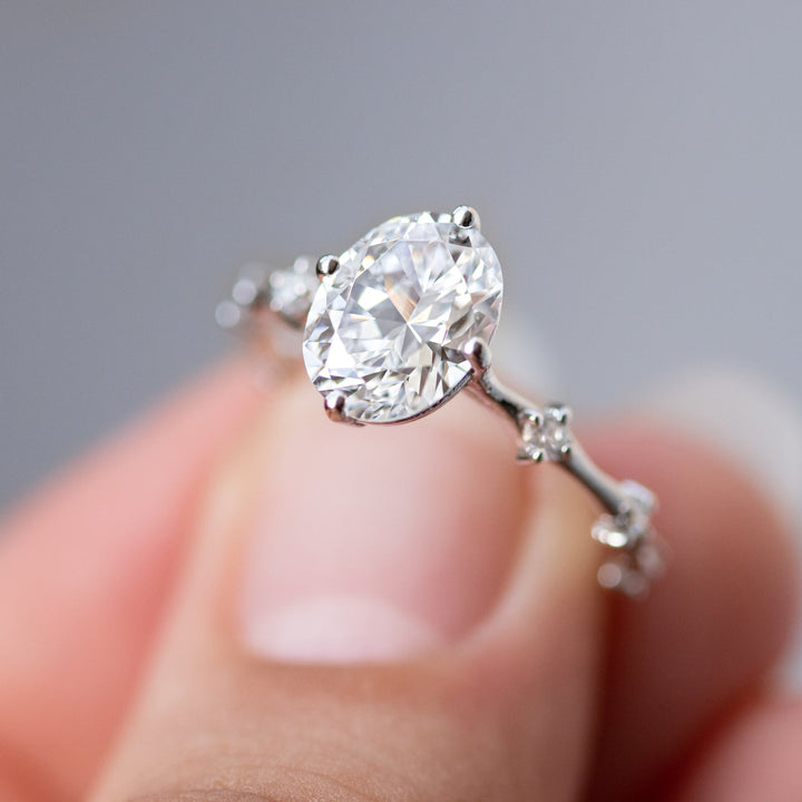 1.93CT Oval Cut Solitaire Moissanite Engagement Ring in 14K Rose Gold