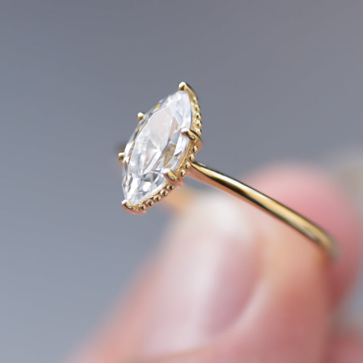 1.0CT Marquise Cut Moissanite Engagement Ring