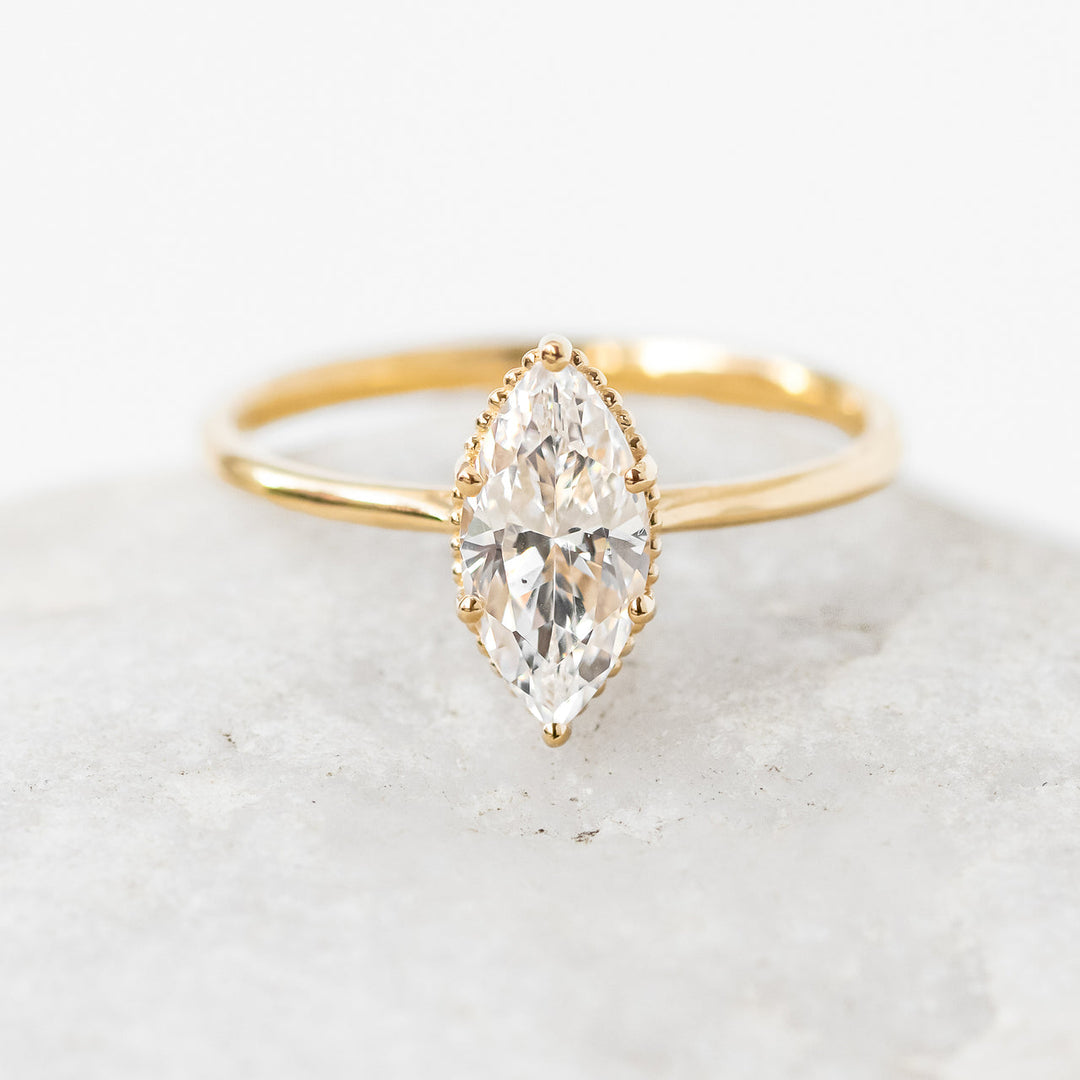 1.0CT Marquise Cut Moissanite Engagement Ring