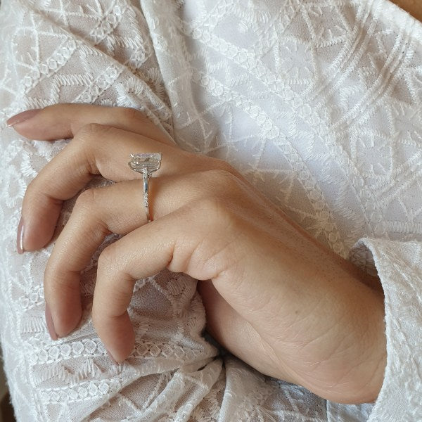 3.9 CT Emerald cut Diamond cathedral Engagement Moissanite Ring