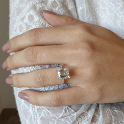 3.9 CT Emerald cut Diamond cathedral Engagement Moissanite Ring
