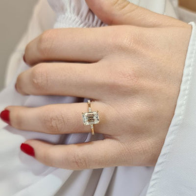 1.80CT Emerald Cut Diamond Moissanite Engagement Ring