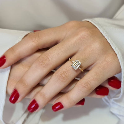 1.80CT Emerald Cut Diamond Moissanite Engagement Ring