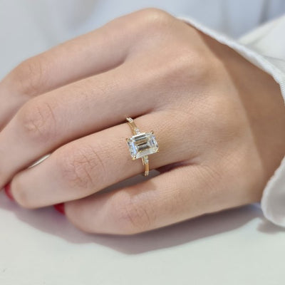 1.80CT Emerald Cut Diamond Moissanite Engagement Ring