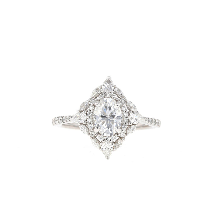 1.20CT Oval Cut Cluster Moissanite Diamond Engagement Ring