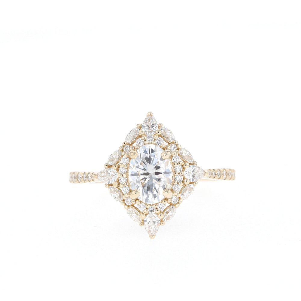 1.20CT Oval Cut Cluster Moissanite Diamond Engagement Ring