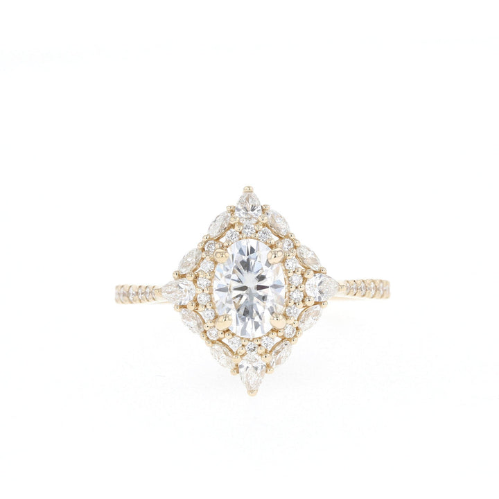 1.20CT Oval Cut Cluster Moissanite Diamond Engagement Ring