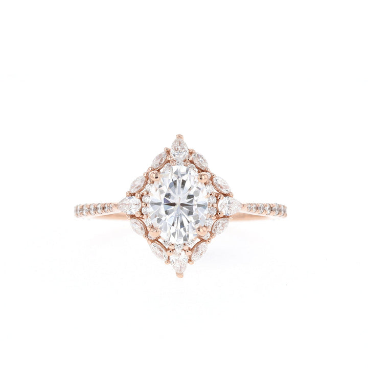 1.20CT Oval Cut Cluster Moissanite Diamond Engagement Ring