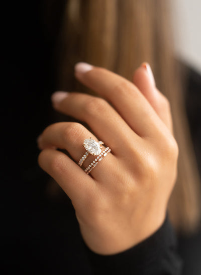 0.38ct Round And Baguette Cut Moissanite Diamond Stackable Wedding Band