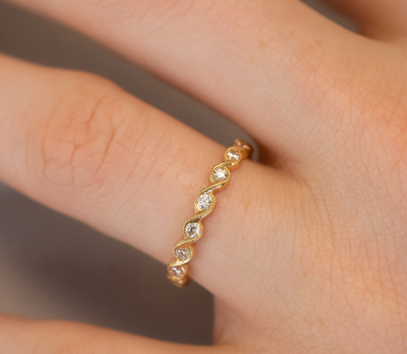 0.46ct Round Cut Moissanite Criss Cross Diamond Wedding Band