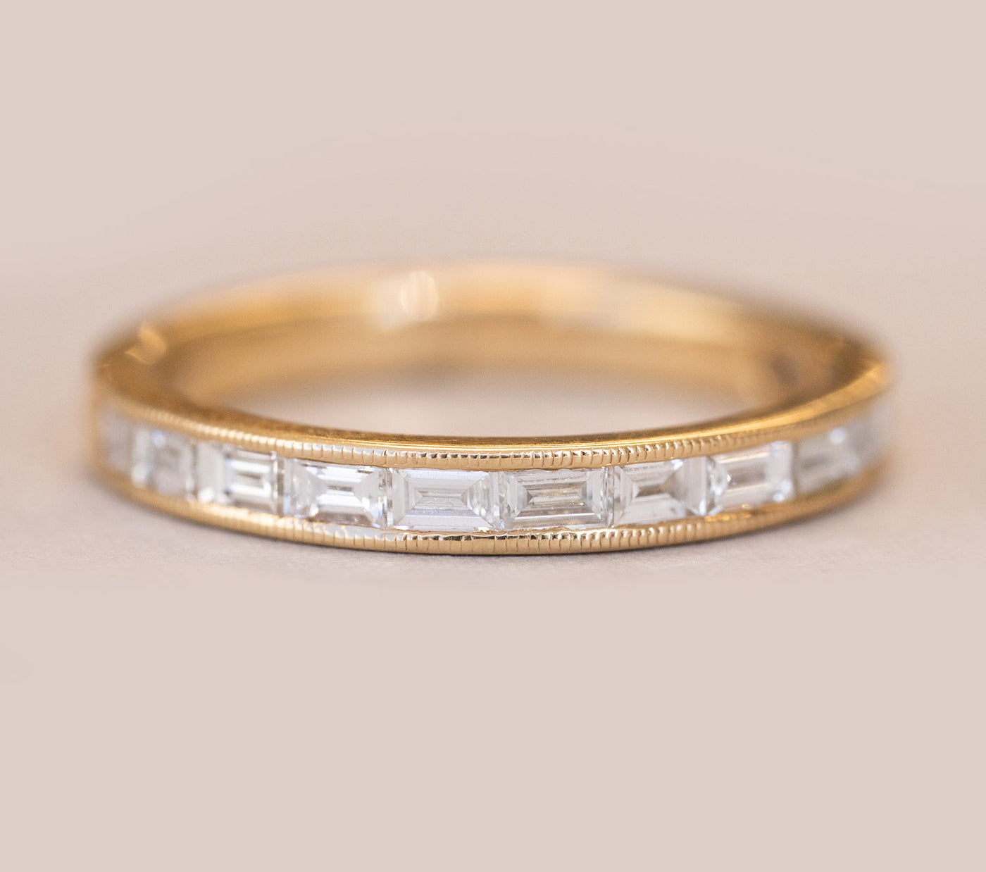 0.65ct Baguette Cut Moissanite Channel Diamond Wedding Band 