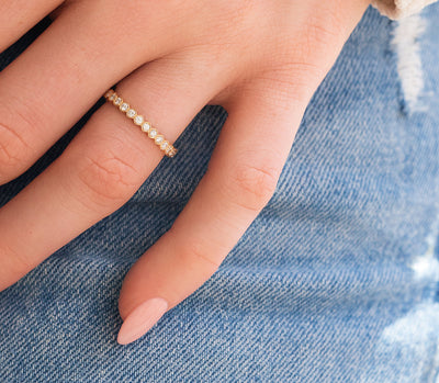 0.50ct Round Cut Full Eternity Moissanite Bezel Diamond Wedding Band