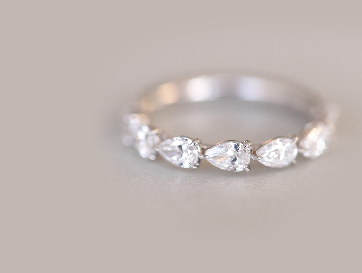 0.35ct Round Cut Petite Moissanite Diamond Criss Cross Wedding Band