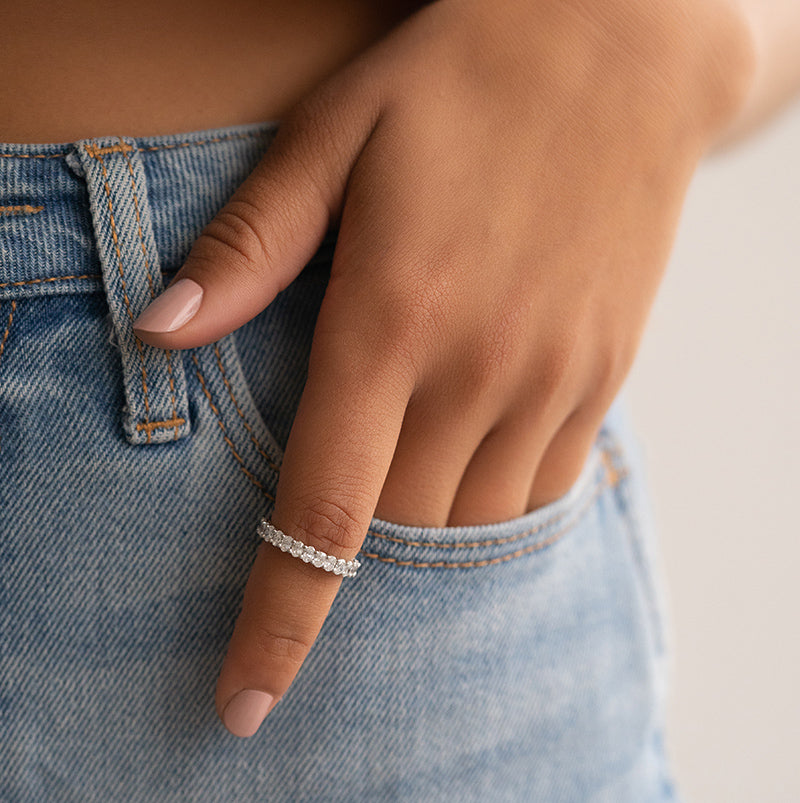 2.0ct Oval Cut Moissanite Bubble Diamond Wedding Ring