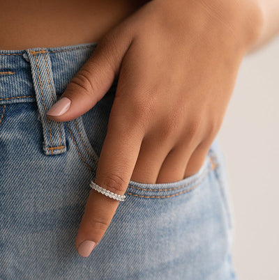 2.0ct Oval Cut Moissanite Bubble Diamond Wedding Ring