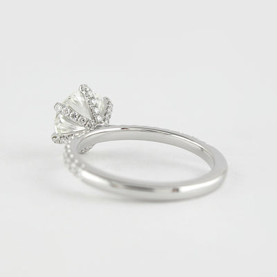 1.0CT Round Cut Six Prongs Moissanite Pave Diamond Engagement Ring