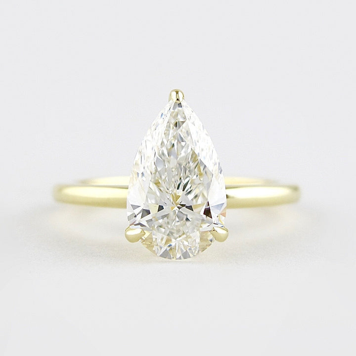 1.50CT Pear Cut Hidden Halo Moissanite Solitaire Engagement Ring