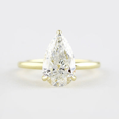 1.50CT Pear Cut Hidden Halo Moissanite Solitaire Engagement Ring