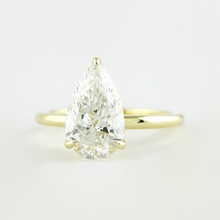 1.50CT Pear Cut Hidden Halo Moissanite Solitaire Engagement Ring