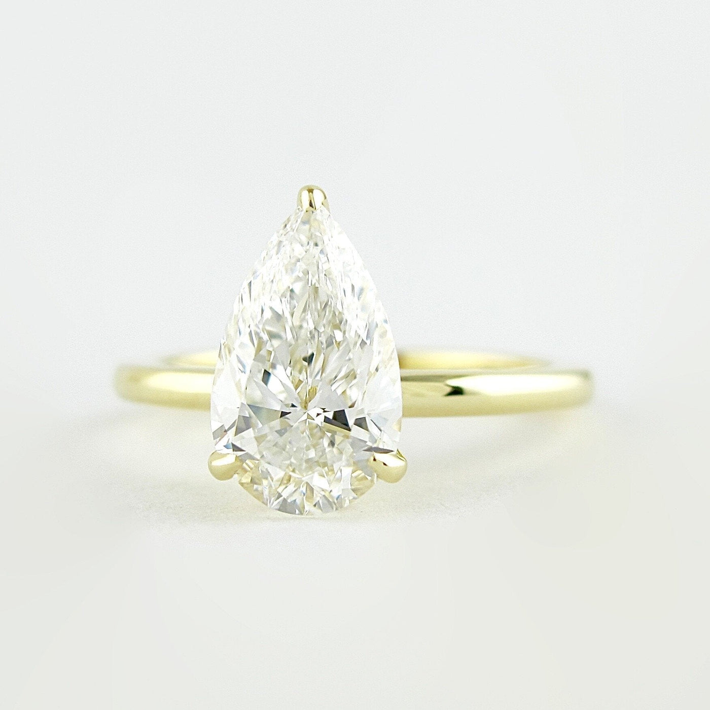 1.50CT Pear Cut Hidden Halo Moissanite Solitaire Engagement Ring