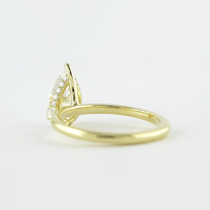 1.50CT Pear Cut Hidden Halo Moissanite Solitaire Engagement Ring