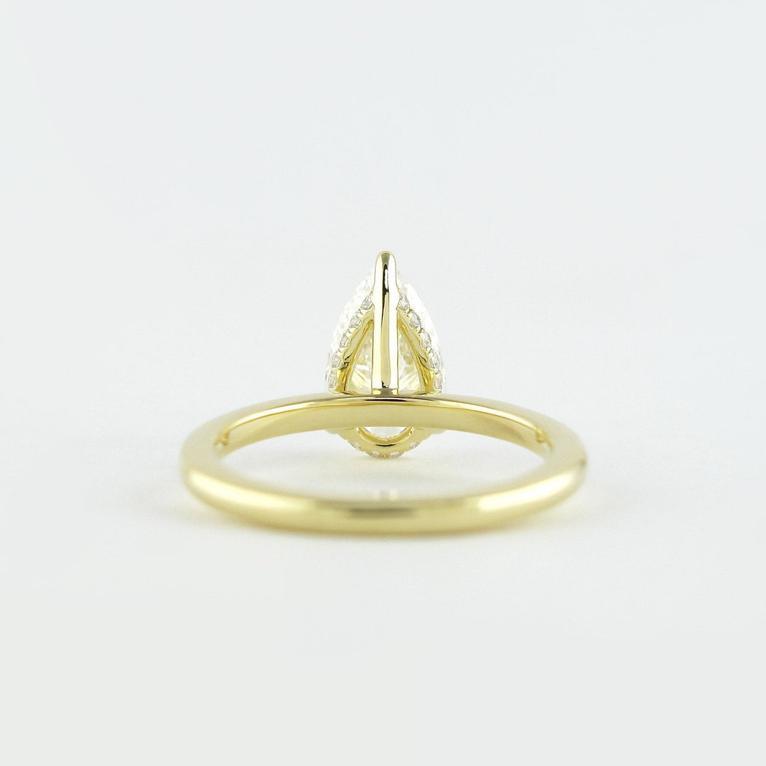 1.5 CT Pear Cut Hidden Halo Moissanite Engagement Ring