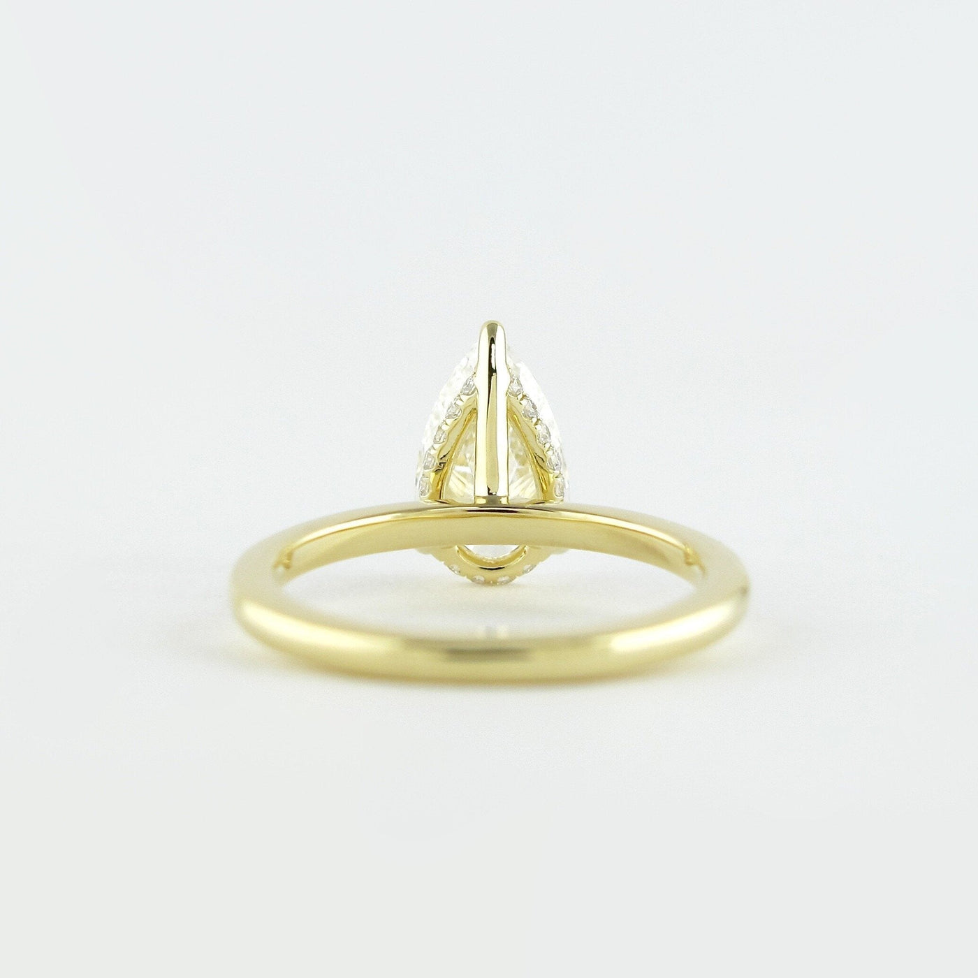 1.50CT Pear Cut Hidden Halo Moissanite Solitaire Engagement Ring