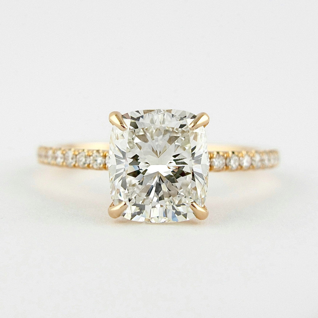 1.5 CT Cushion Cut Hidden Halo Moissanite Engagement Ring