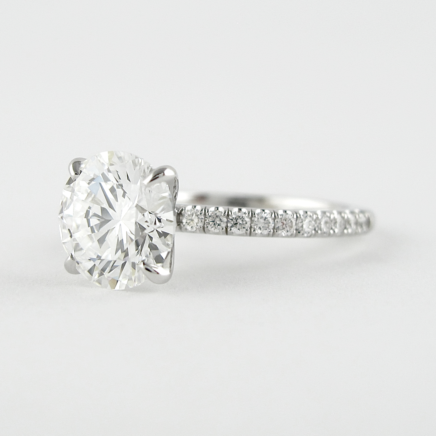 1.50CT Round Cut Pave Moissanite Diamond Engagement Ring