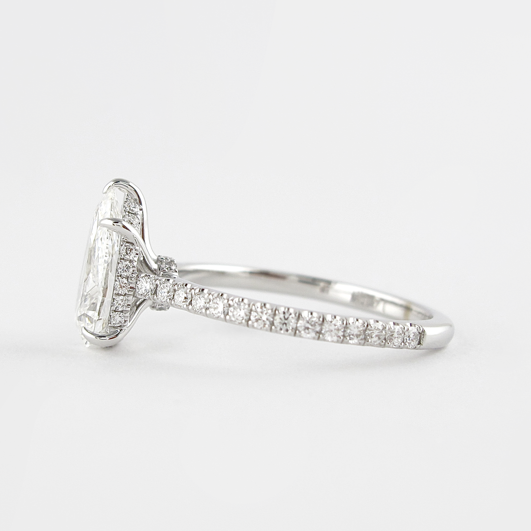 1.50CT Pear Cut Hidden Halo Moissanite Diamond Engagement Ring