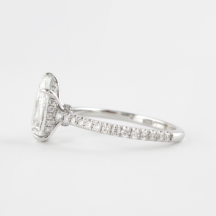 1.50CT Pear Cut Hidden Halo Moissanite Diamond Engagement Ring
