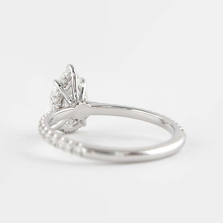 1.50CT Pear Cut Hidden Halo Moissanite Diamond Engagement Ring