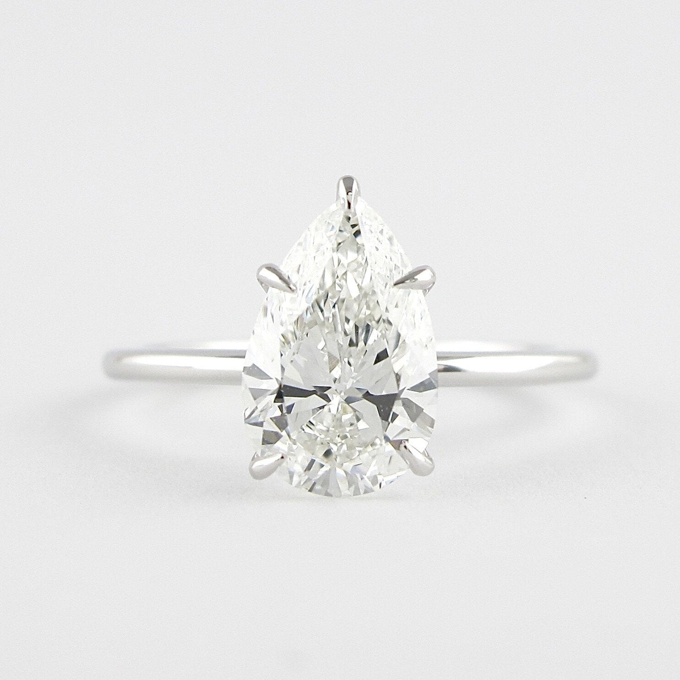 1.50CT Pear Cut 5 Prongs Moissanite Solitaire Engagement Ring