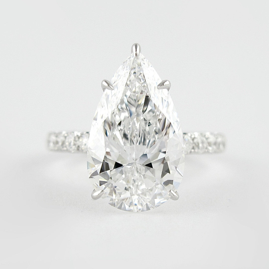 2.10 CT Pear Cut Hidden Halo Moissanite Engagement Ring