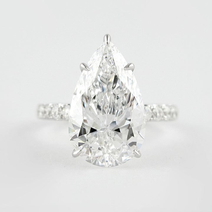 2.10 CT Pear Cut Hidden Halo Moissanite Engagement Ring
