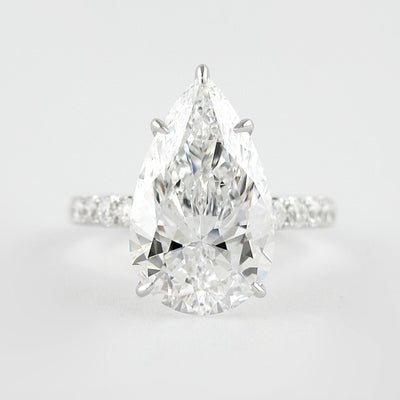2.10CT Pear Cut Hidden Halo Moissanite Engagement Ring