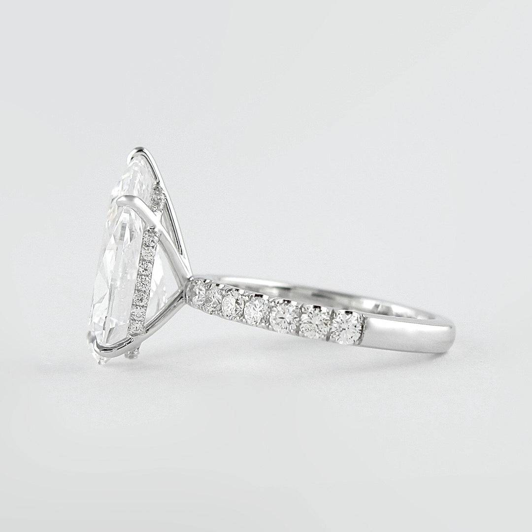2.10CT Pear Cut Hidden Halo Moissanite Engagement Ring