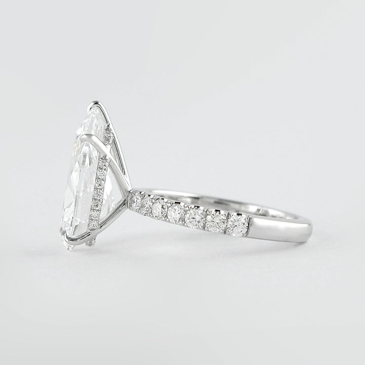 2.10CT Pear Cut Hidden Halo Moissanite Engagement Ring