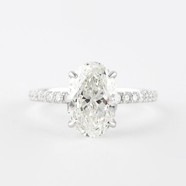 1.91CT Oval Cut Hidden Halo Four Prongs Moissanite Diamond Engagement Ring