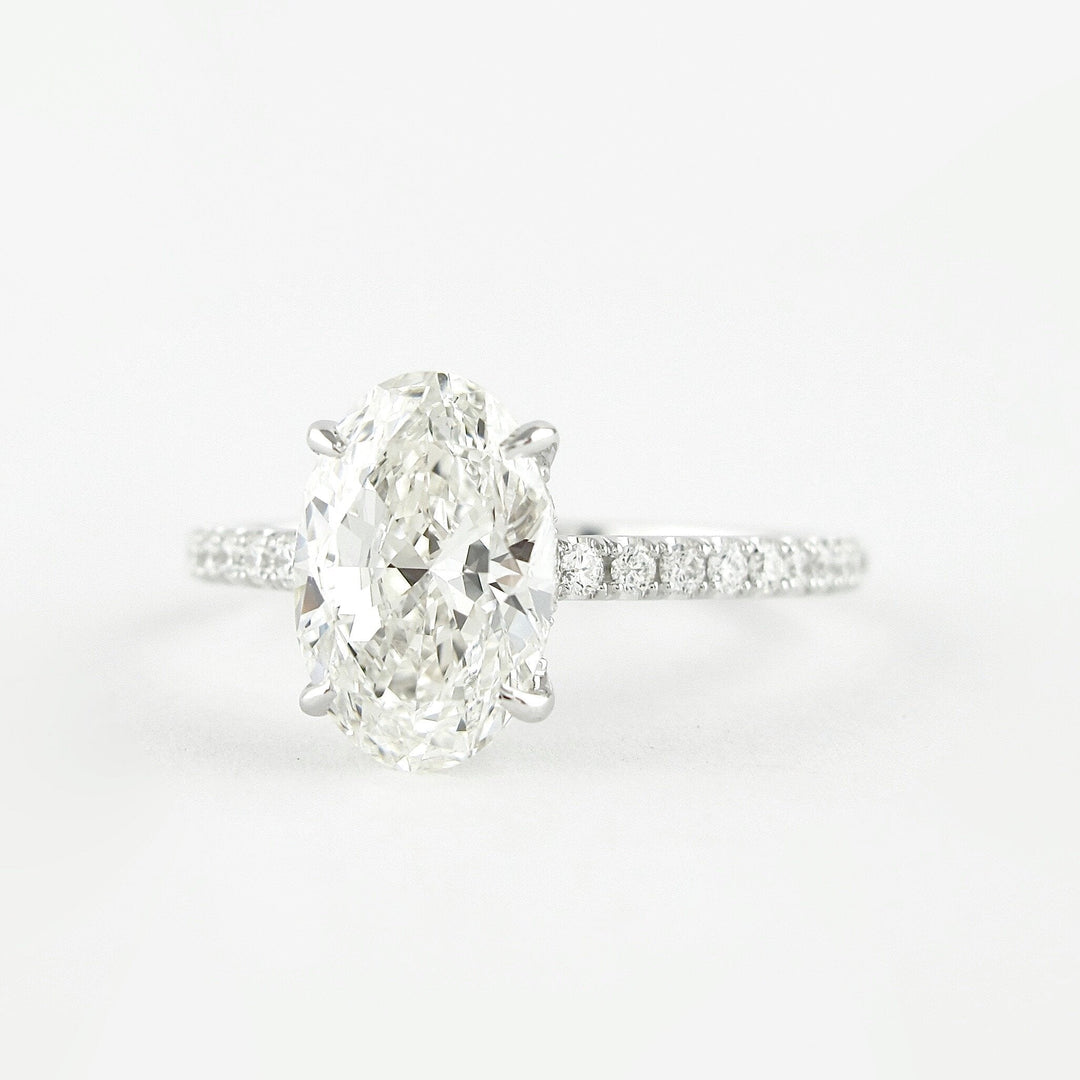 1.91CT Oval Cut Hidden Halo Four Prongs Moissanite Diamond Engagement Ring