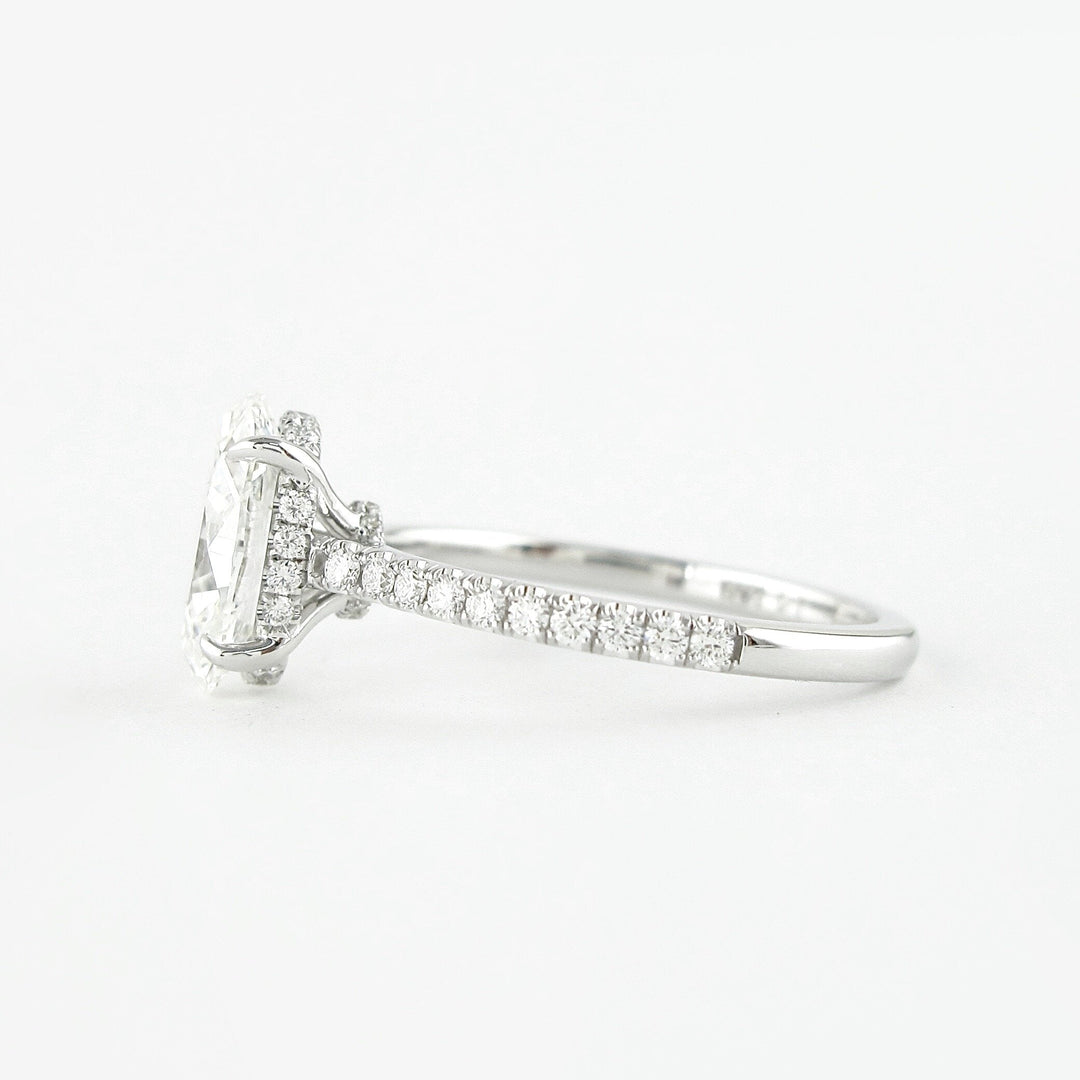 1.91CT Oval Cut Hidden Halo Four Prongs Moissanite Diamond Engagement Ring